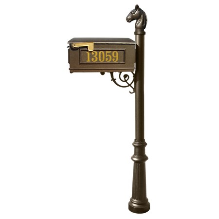 Qualarc Mailbox w/decorative fluted base, horsehead finial LMCV-801-BZ